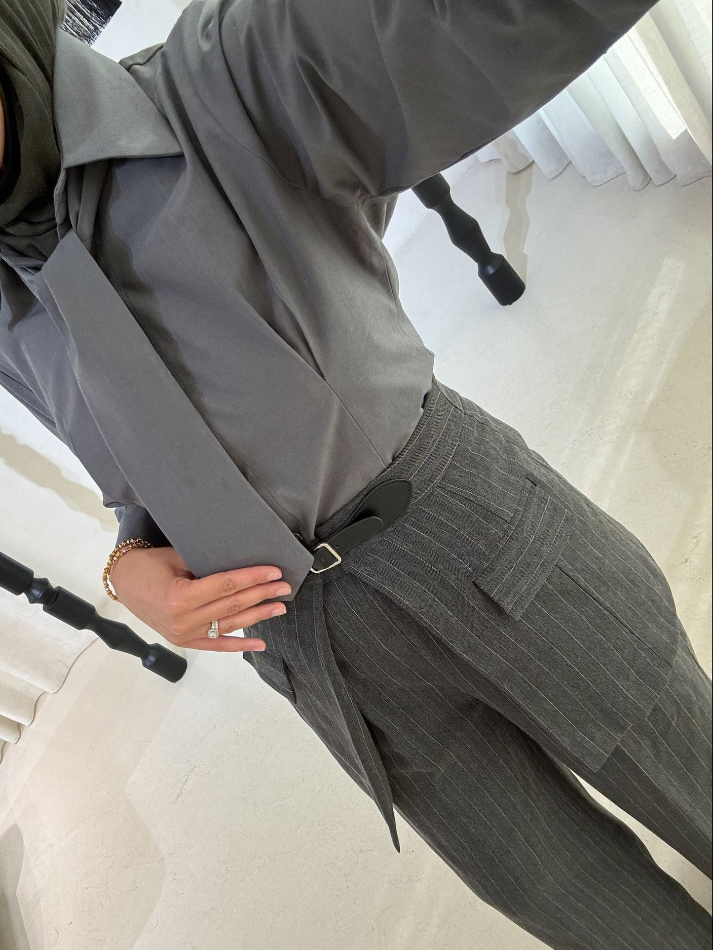 Cinched Blouse with Tie