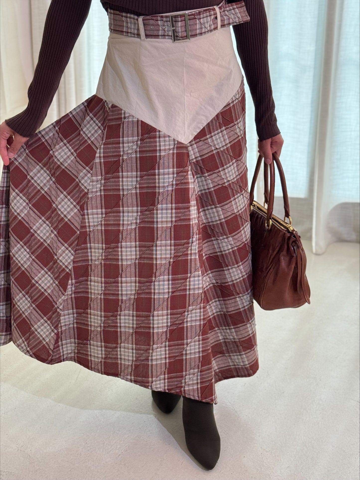 asymmetrical plaid skirt
