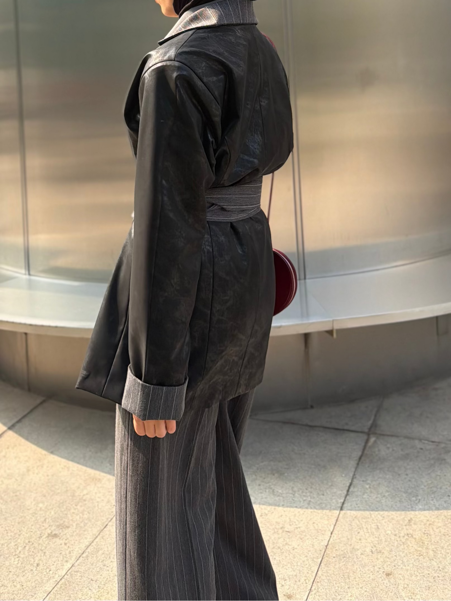 Oversized leather blazer