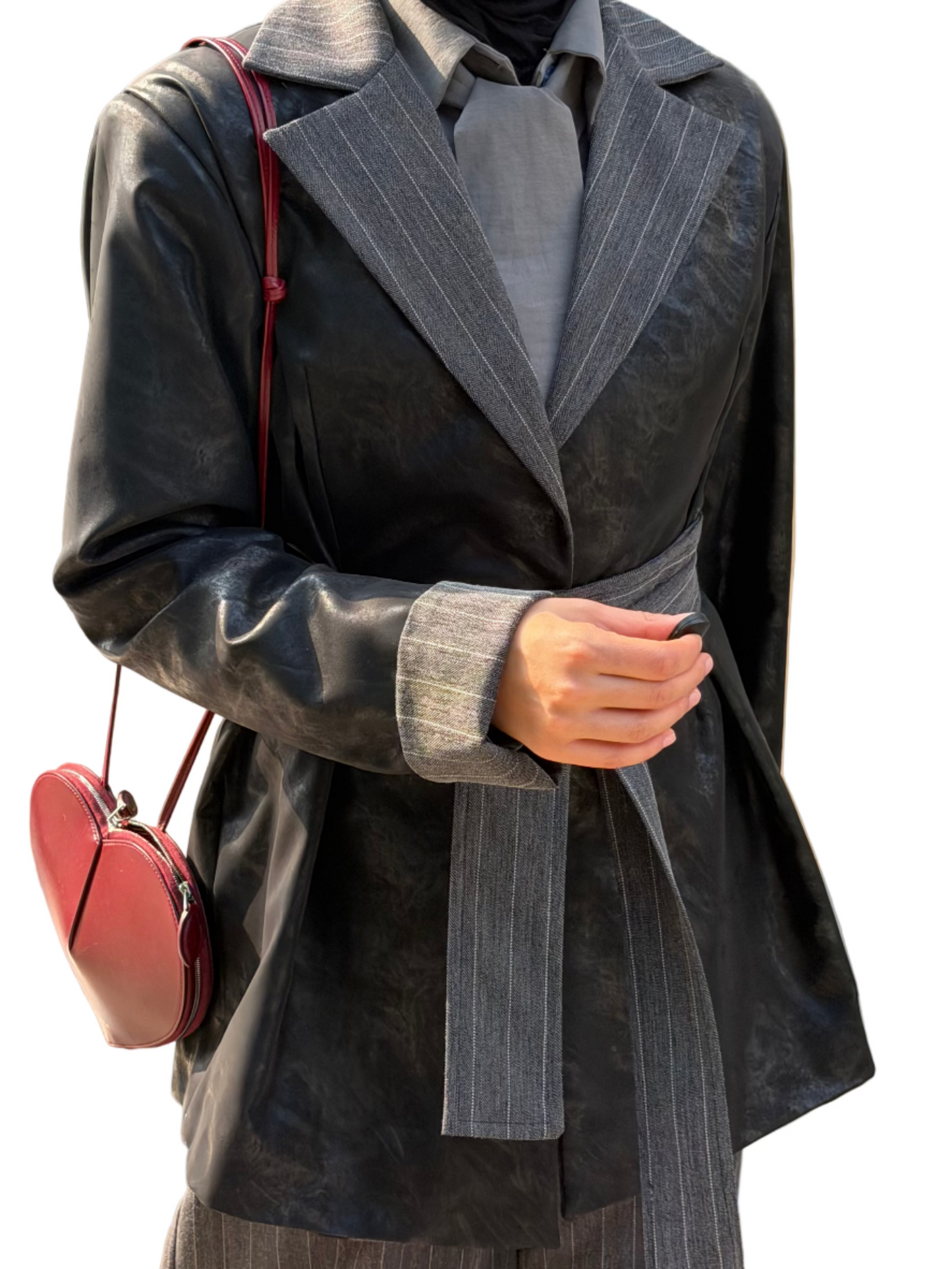 Oversized leather blazer