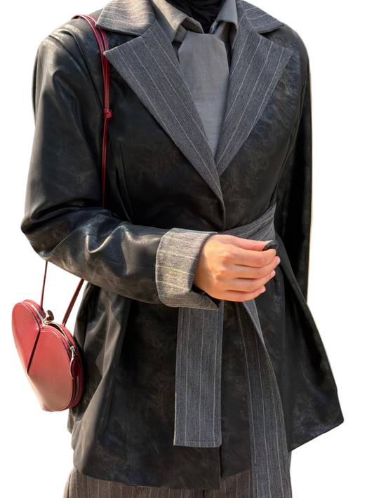 Oversized leather blazer