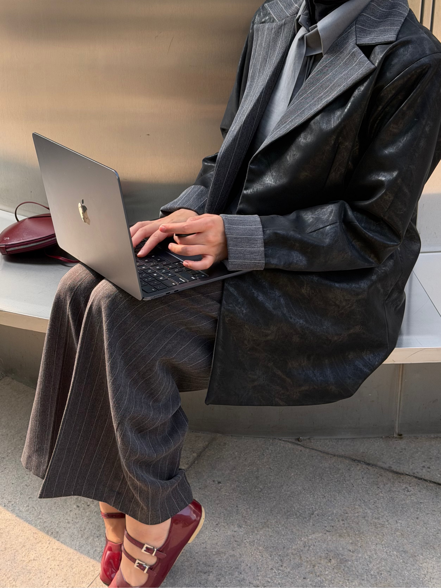 Oversized leather blazer