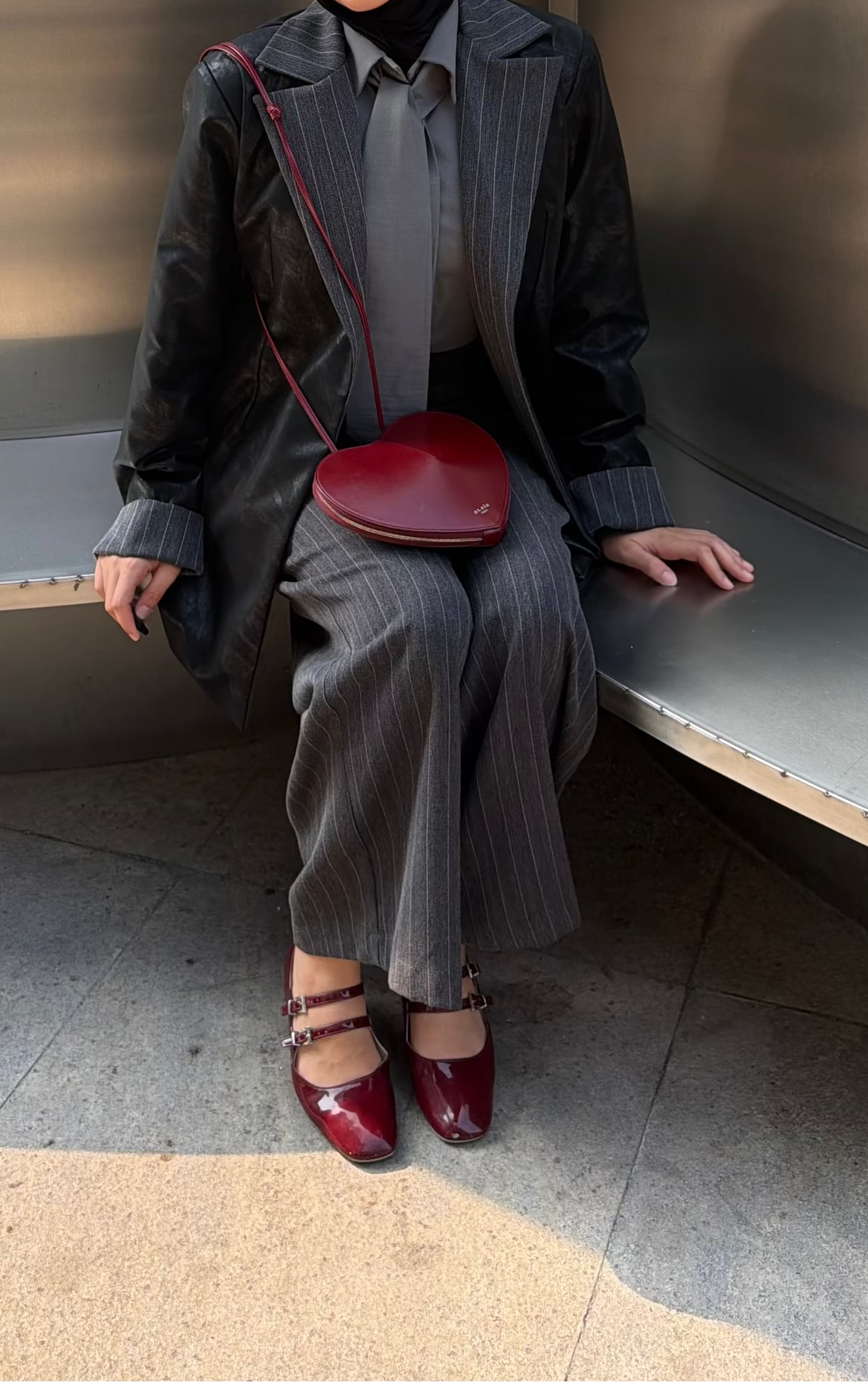 Oversized leather blazer