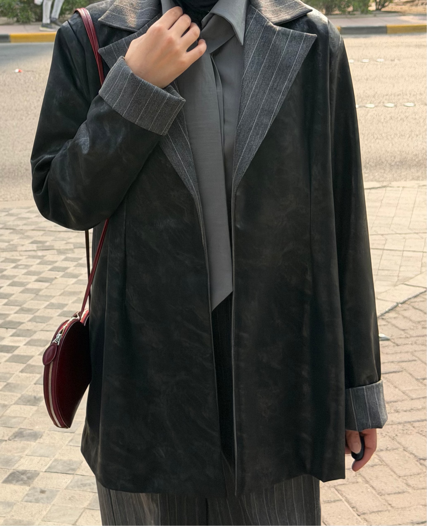 Oversized leather blazer