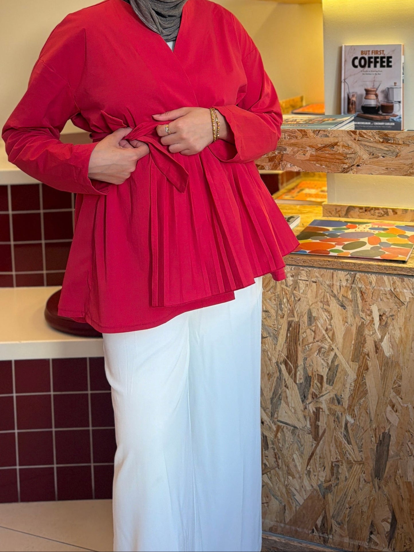 Pleated strawberry 2 piece top