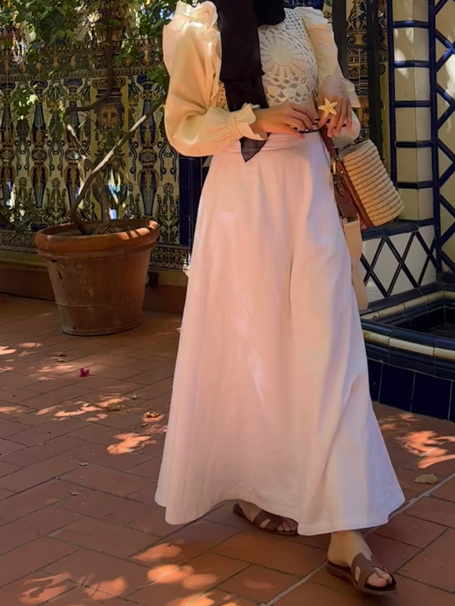 Cotton White Maxi Skirt