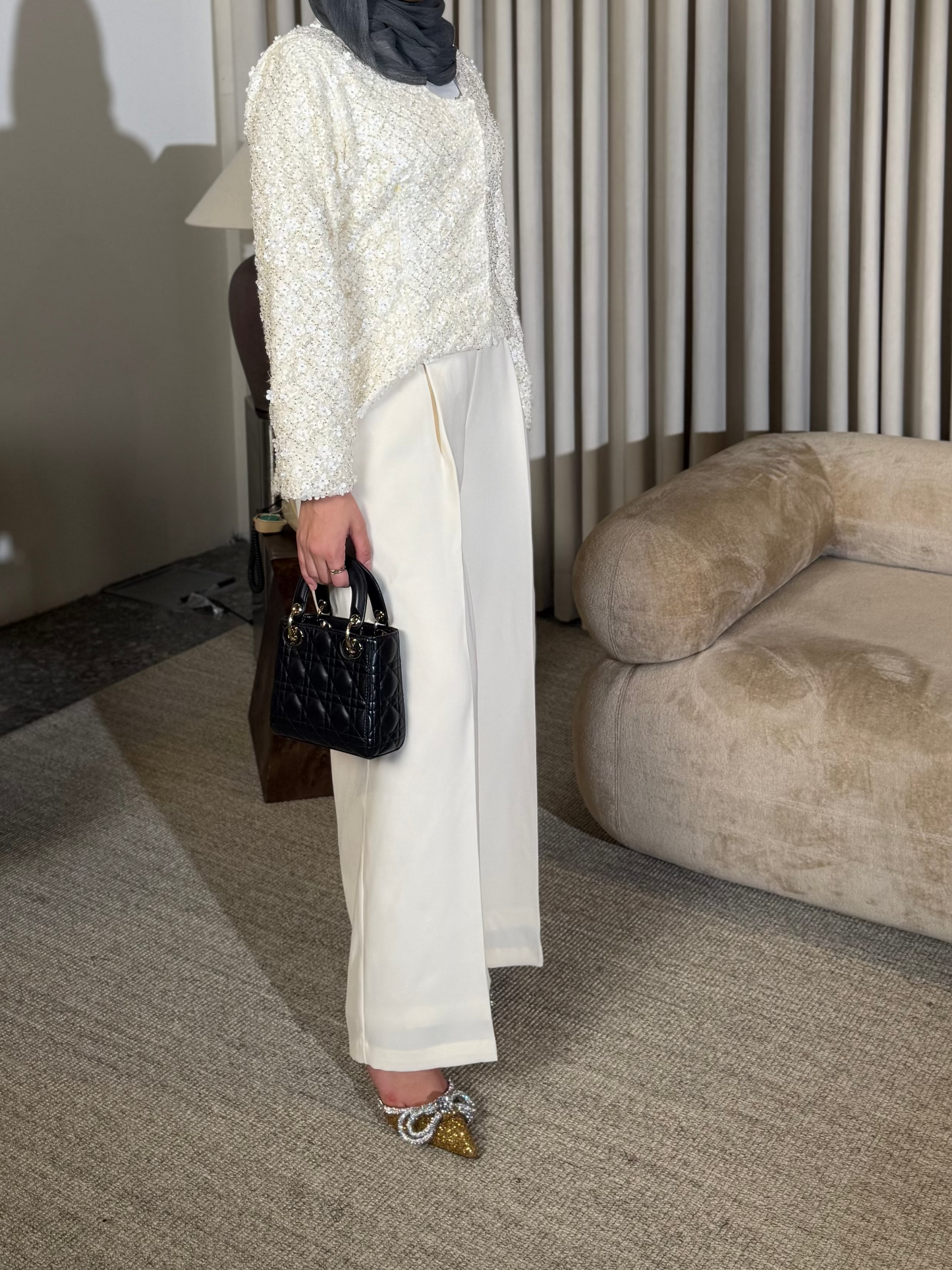 Floral lace embellished blazer set