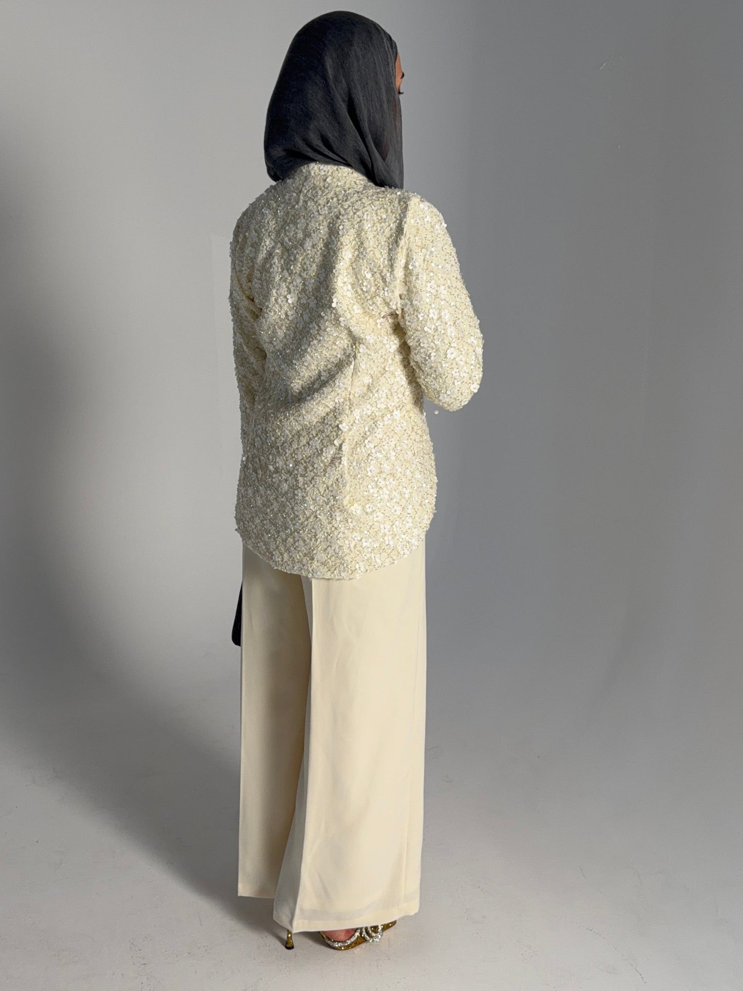 Floral lace embellished blazer set