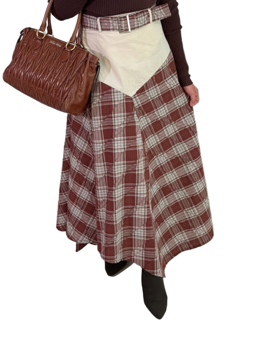 asymmetrical plaid skirt