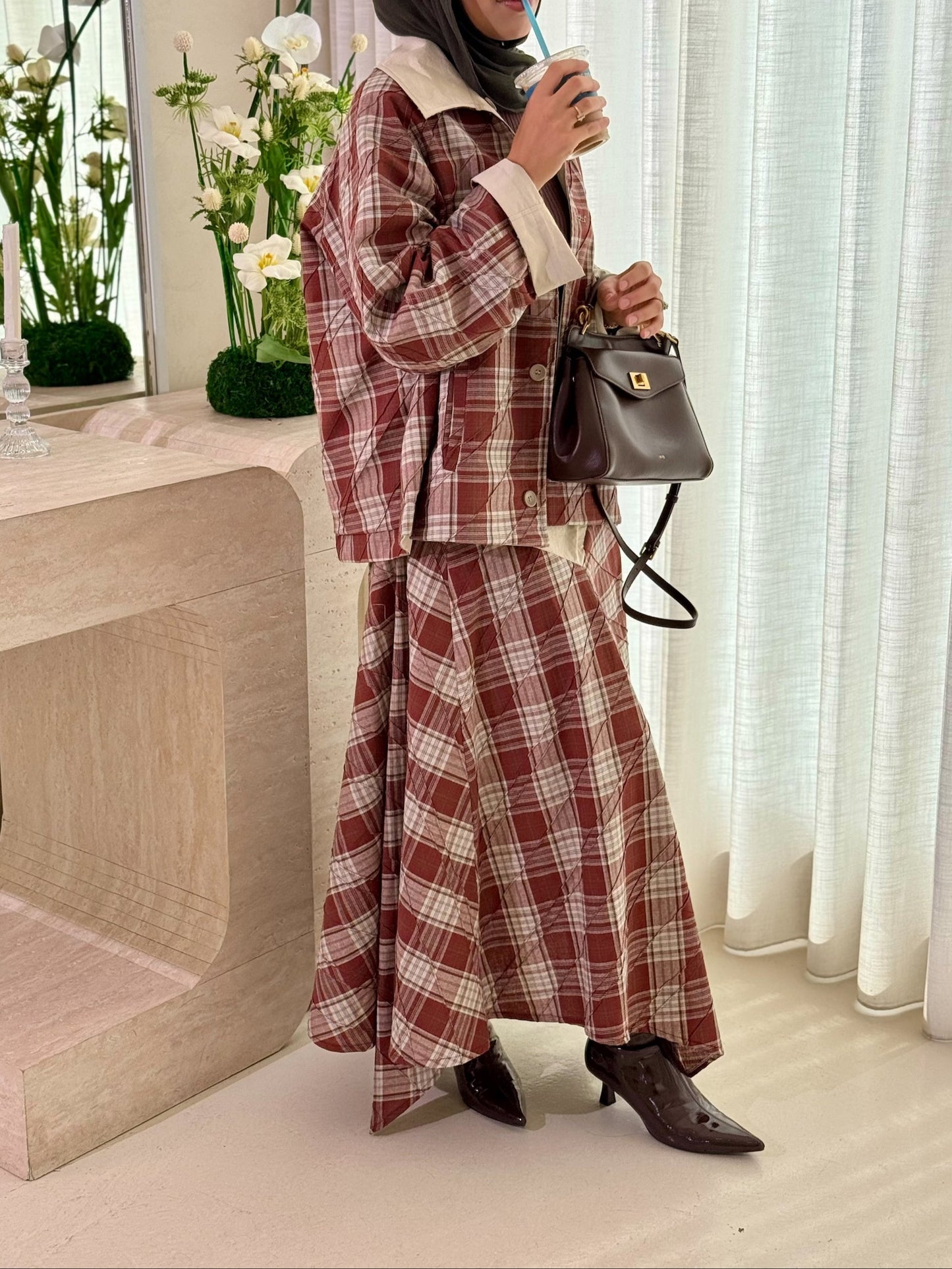 Reversible trench coat skirt set