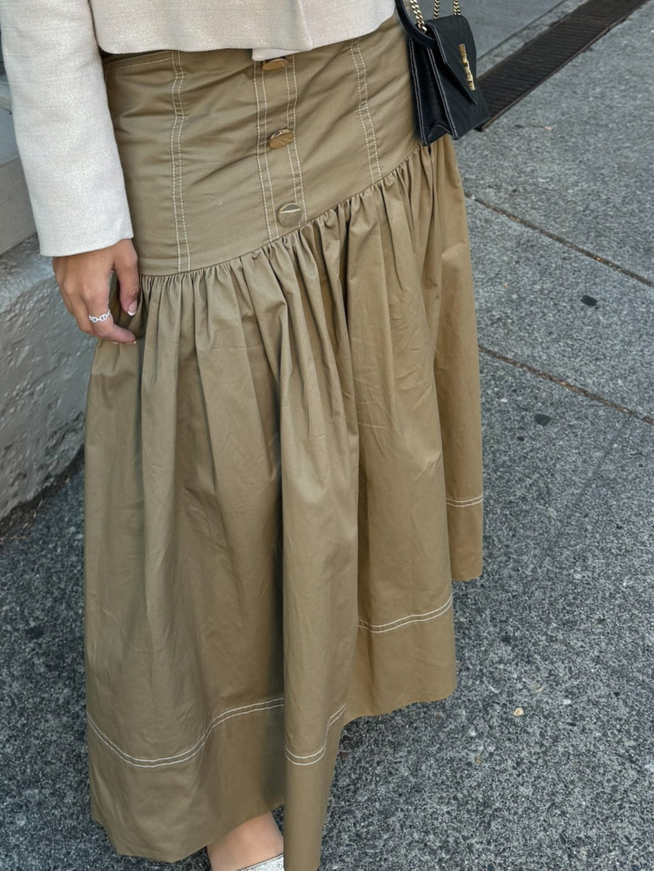 Asymmetrical Khaki Skirt