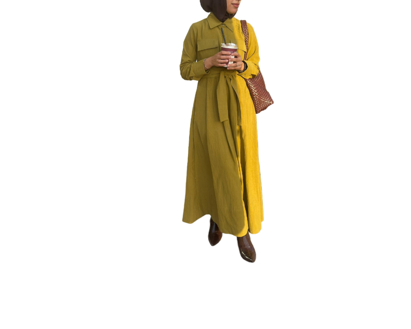 A-line Pockets Dress with Belt